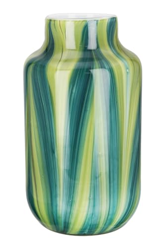 GILDE Glas Art Deko große Vase Glasvase - Blumenvase - Geschenk für Frauen Geburtstagsgeschenk - Farbe: Grün Weiß Höhe 30 cm von GILDE