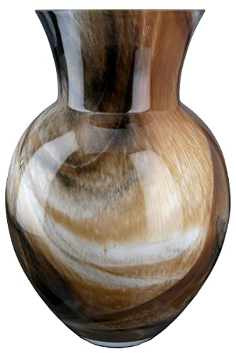 GILDE Glas Vase Draga - Dekovase Blumenvase Höhe 26 cm braun schwarz Mamor Optik - europäische Herstellung von GILDE