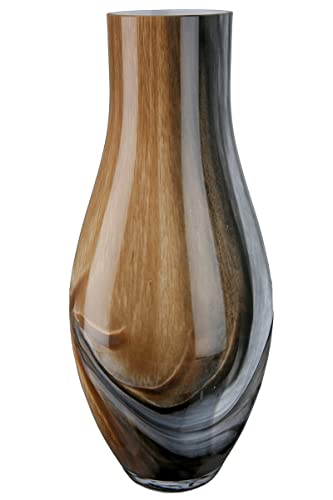 GILDE Glas Vase Draga - große Dekovase Blumenvase Höhe 40 cm braun schwarz Mamor Optik - europäische Herstellung von GILDE