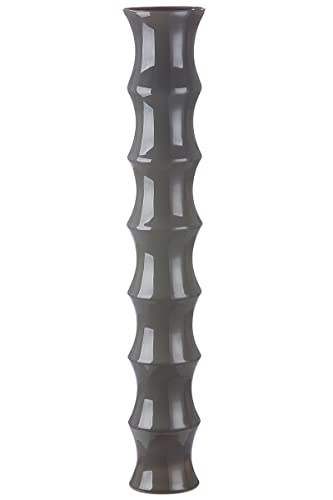GILDE Glas Vase XL Bamboo - große Deko Bodenvase dunkel grau - Höhe 85 cm von GILDE