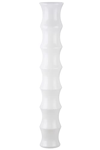 GILDE Glas Vase XL Bamboo - große Deko Bodenvase weiß - Höhe 85 cm von GILDE