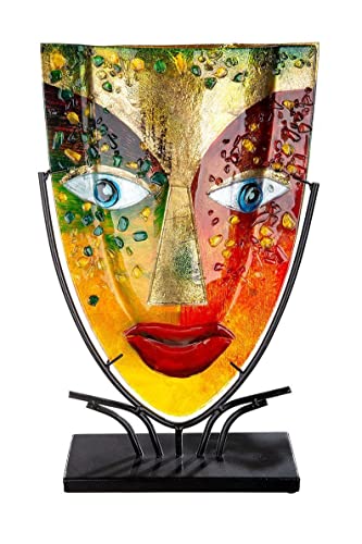 GILDE GlasArt Dekovase - Face Blue Eye Glas - Deko Wohnzimmer - Höhe 47 cm, 39874, Mehrfarbig von Laure TERRIER