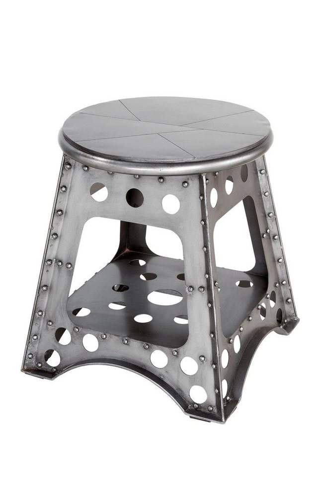 GILDE Sitzhocker GILDE Hocker Aviation silber - silber - H. 52cm x B. 47cm (1 Stück) von GILDE