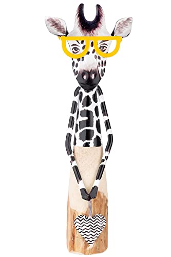 GILDE Holz/Metall Giraffe Lawrence mit gelber Brille, Höhe 30cm von GILDE