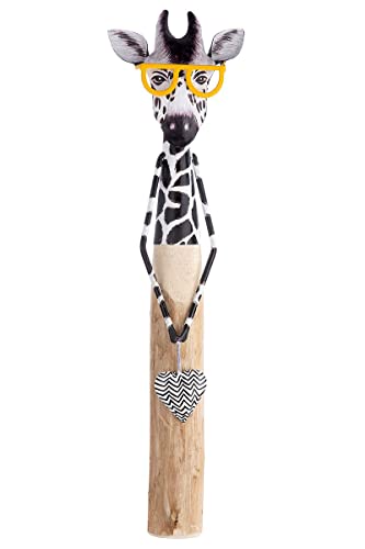 GILDE Holz/Metall Giraffe Lawrence mit gelber Brille, Höhe 50cm von GILDE