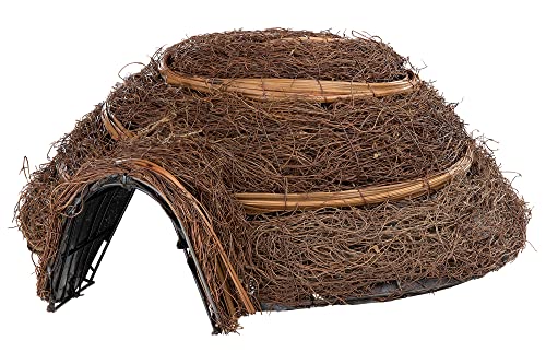 GILDE Igelhaus - Rattan Igelhotel und Futterhaus - mit Metallgestell und Schutzfolie - Deko Garten Herbst Winter - ohne Aufbau, fertig montiert, sofort einsatzbereit - Ø ca 52 cm von GILDE