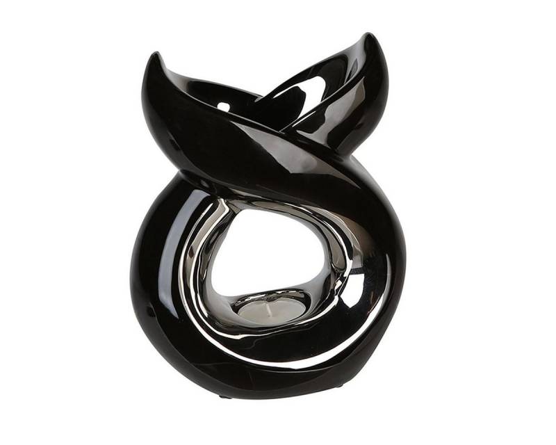 GILDE Kandelaber, Design Aromabrenner Duftlampe aus Keramik in schwarz silberfarbe von GILDE