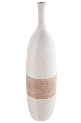 GILDE Deko Vase aus Keramik Flaschenvase - Deko Wohnzimmer Geschenk Geburtstagsgeschenk - Weiß braun - Höhe 50 cm von GILDE