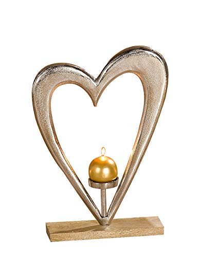 GILDE Kerzenhalter Herz - Aluminium - Kerzen Leuchter - Geschenke für Frauen zum Geburtstag Valentinstag Muttertag 52 cm von GILDE