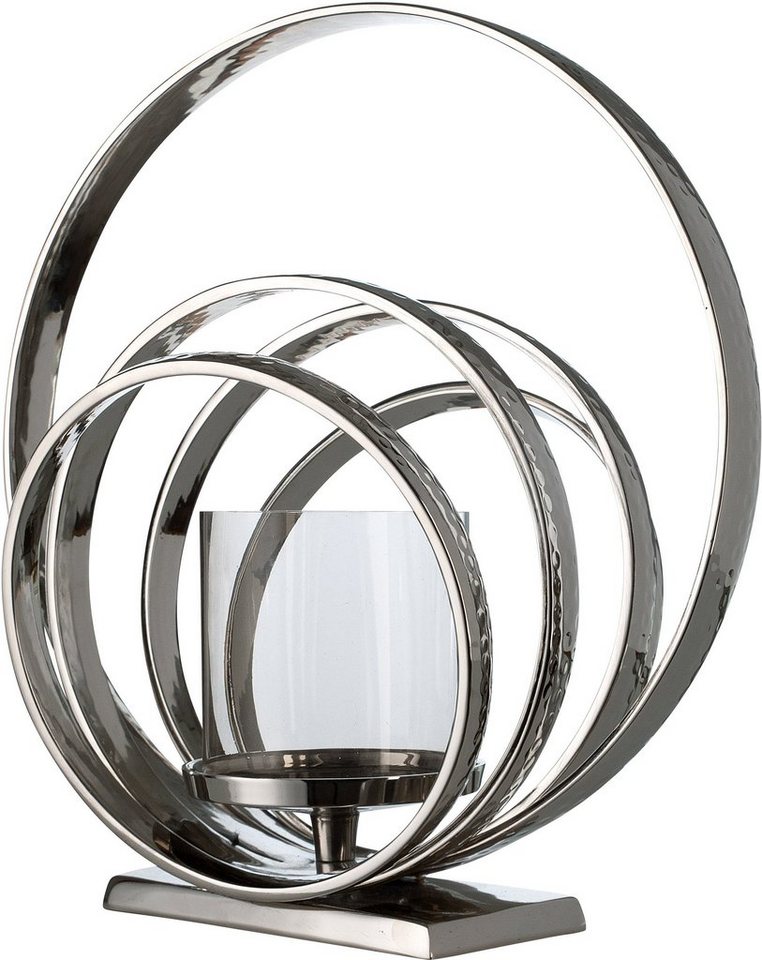 GILDE Kerzenhalter Ringe (1 St), Kerzenleuchter aus Aluminium, Höhe ca. 46 cm von GILDE
