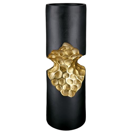 GILDE Kerzenleuchter Favo - goldfarben/schwarz - zylindrisch - Aluminium - Höhe 40cm x Ø 13cm von GILDE
