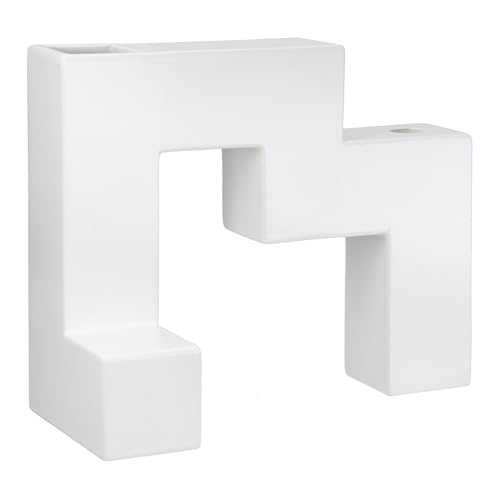 GILDE Kerzenleuchter Vase Patras - Keramik - geometrische Form - matt weiß - Höhe 23 cm x Breite 28 cm GILDE Kerzenleuchter Vase Patras - Keramik - geometrische Form - matt weiß - Höhe 23 cm x Breite 28 cm von GILDE