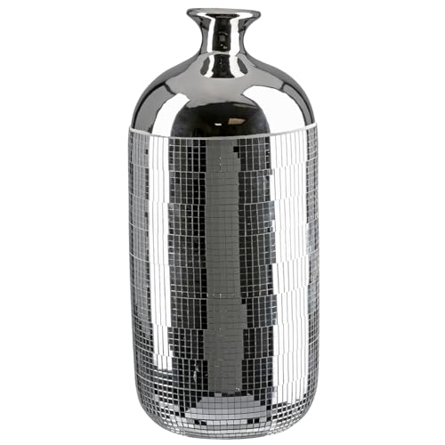 GILDE Kragenvase Disco aus Keramik - silberfarben - Höhe 36 cm x Ø 16 cm - Dekovase GILDE Kragenvase Disco aus Keramik - silberfarben - Höhe 36 cm x Ø 16 cm - Dekovase von GILDE