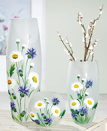 GILDE Kugelvase Wildblumen Glas blau, grün, weiß 39302 von GILDE