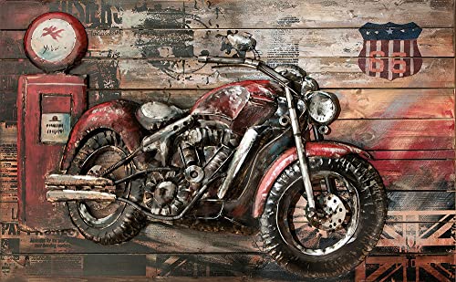 GILDE Kunst Objekt - Bild XXL Red Beast - Motorrad - handgefertigt - 120 x 80 cm von GILDE