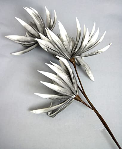 GILDE Kunstblume Foam Flower Dahlie Weiss-grau 3 Blüten ca. 94cm von GILDE