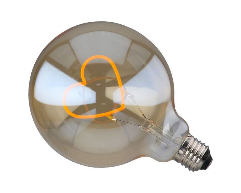 GILDE LED-Leuchtmittel LED Leuchtmittel mit Herzmotiv aus Glas E27 Fassung orange 17cm, 1 St. von GILDE