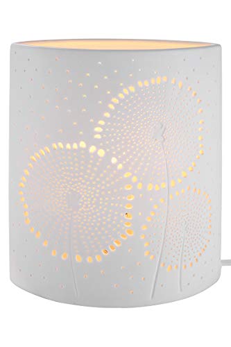 GILDE Lampe Tischlampe Dekolampe Pusteblume - aus Porzellan mit Lochmuster im Prickellook H 20 cm von GILDE