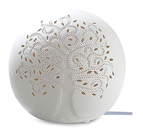 GILDE Lampe Tischlampe Dekolampe Lebensbaum - aus Porzellan - Deko Wohnzimmer D 16 cm von GILDE