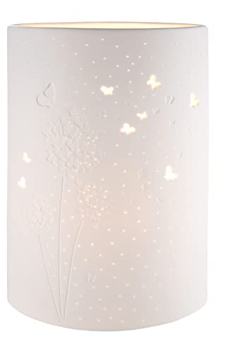 GILDE Prickel Lampe Tischlampe - Puste Blume - Dekoration - Höhe 28 cm, 32318, Weiß, Höhe 28,5 cm von GILDE