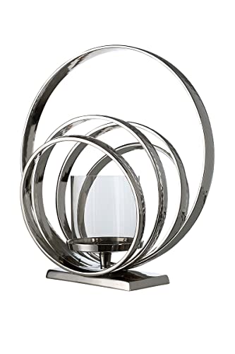 GILDE Leuchter Ringe - aus Aluminium - silberfarben - Höhe 34 cm von GILDE