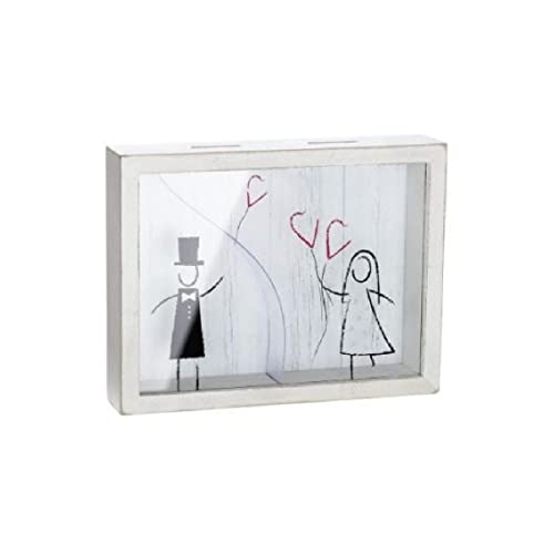 GILDE Lustige Spardose Hochzeit Sparbüchse Hochzeitskasse aus Holz/Glas 22x17 cm von GILDE