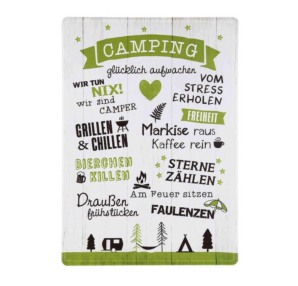 GILDE Metallschild Metallschild CAMPING hellgrün schwarz weiß 30x42cm Schild für die Wand von GILDE