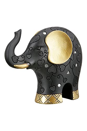 GILDE Moderne Elefanten Deko Figur Skulptur aus Kunstharz - Dekoration Wohnzimmer Farbe: schwarz Gold - Höhe 20 cm von GILDE