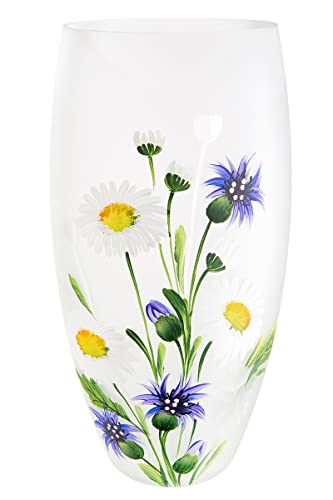 GILDE Ovalvase Wildblumen Glas blau, grün, weiß 39303 von GILDE