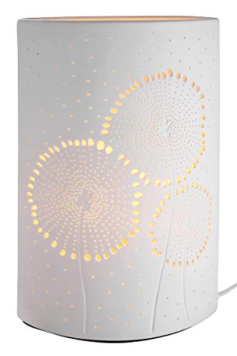 GILDE Deko Lampe Tischlame aus Porzellan - Ellipse „Pusteblume“, Höhe 28 cm von GILDE