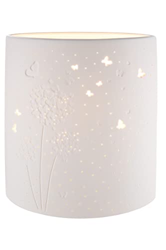 GILDE Prickel Lampe Tischlampe - Puste Blume - Dekoration - Höhe 20 cm, 32317, Weiß, Höhe 20,5 cm von GILDE