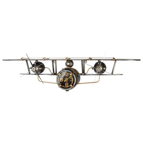GILDE Regal Wanduhr aus Metall - antikfinish - silberfarben - Höhe 25cm x Breite 106cm - Flugzeugform GILDE Regal Wanduhr aus Metall - antikfinish - silberfarben - Höhe 25cm x Breite 106cm - Flugzeugform von GILDE