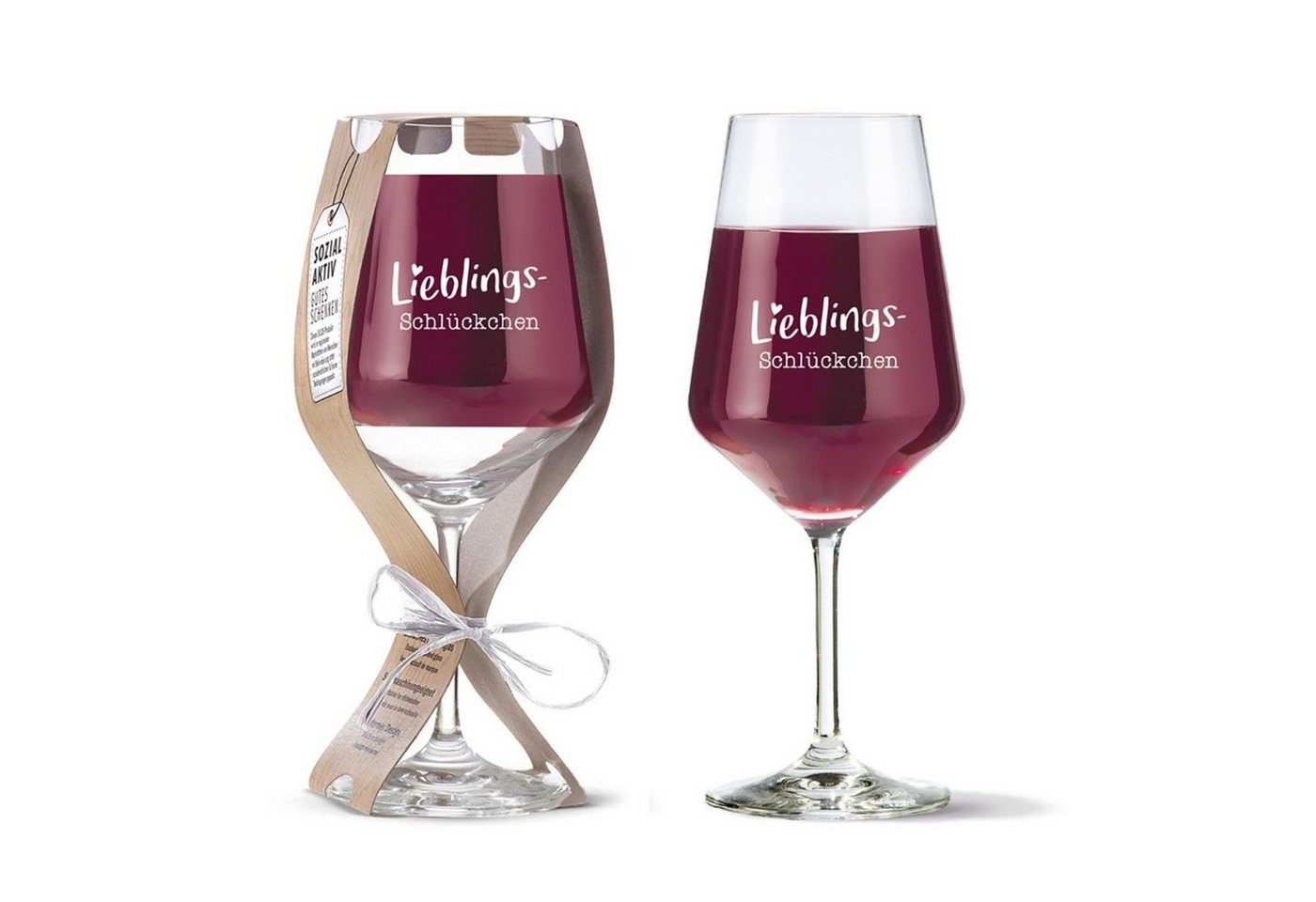 GILDE Rotweinglas Glas Weinglas 'Lieblingsschlückchen', Glas von GILDE
