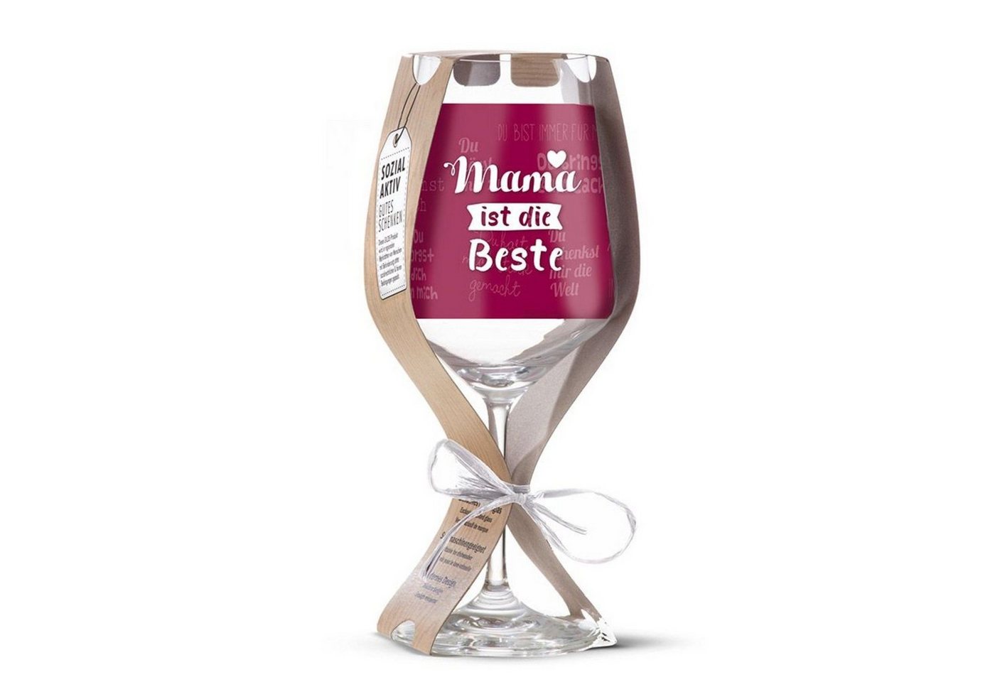 GILDE Rotweinglas Glas Weinglas 'Mama ist die Beste' 500ml, Glas von GILDE