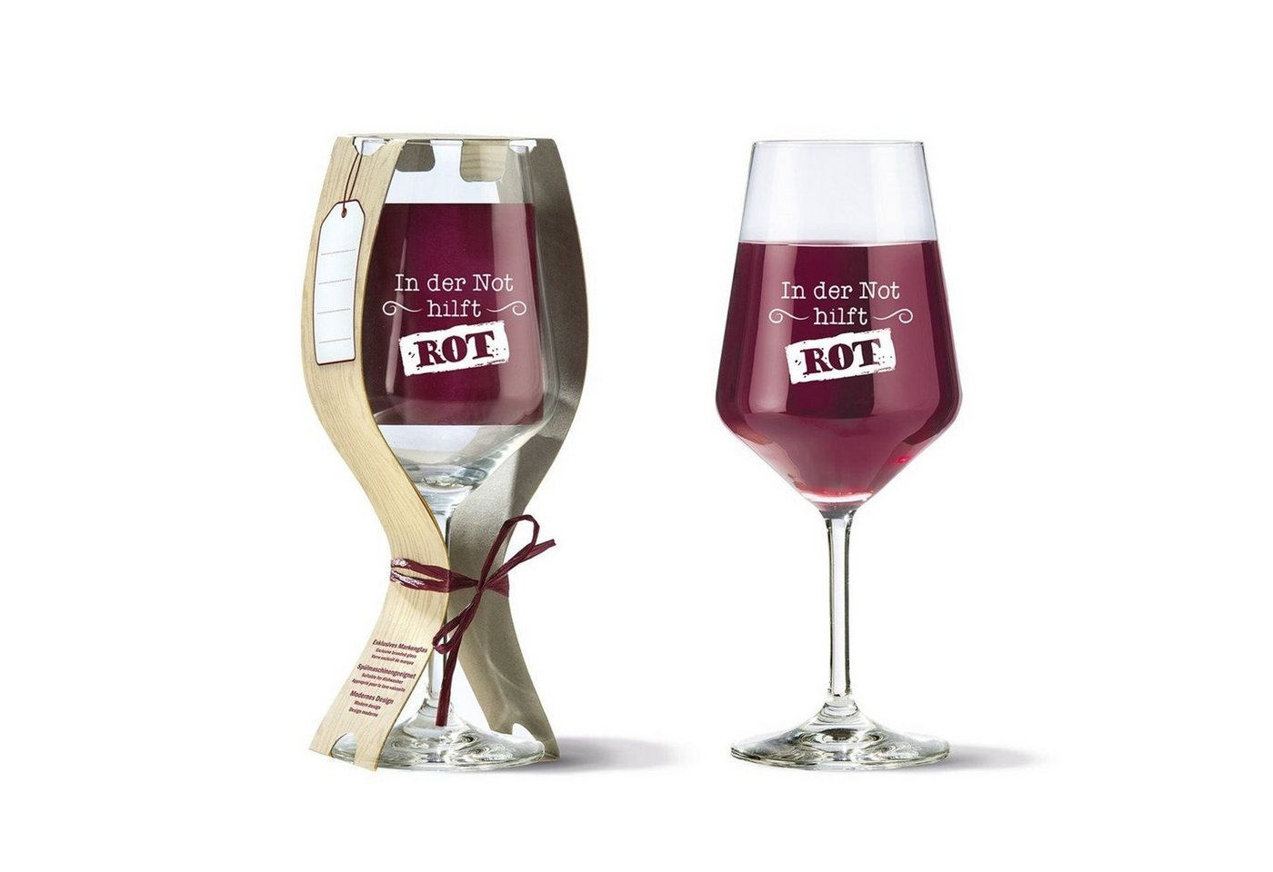 GILDE Rotweinglas Weinglas 'In der Not hilft Rot' 500ml, Glas von GILDE