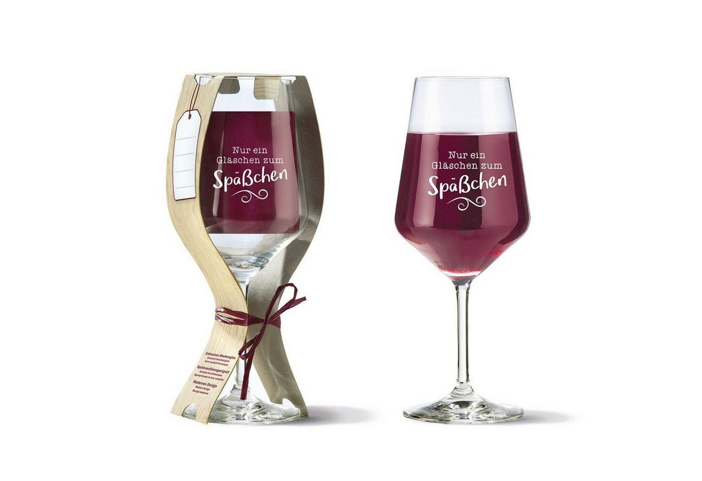GILDE Rotweinglas Weinglas 'Nur ein Gläschen zum Späßchen' 500ml, Glas von GILDE