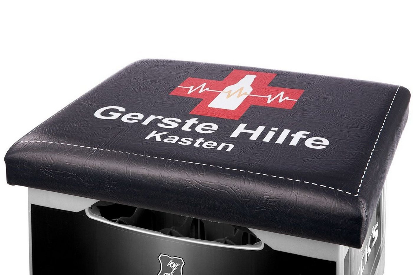 GILDE Sitzhocker, Outdoor Hocker Bierkiste Sitzaufsatz Modell GERSTE HILFE Mater von GILDE