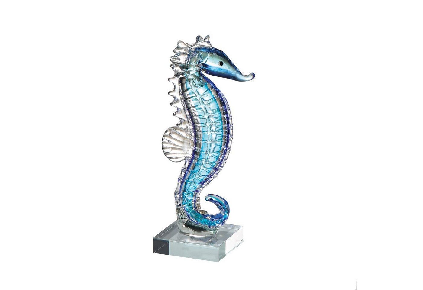 GILDE Skulptur SEEPFERDCHEN Skulptur - blau - Glas - H. 24cm x B. 8cm - Figur (1 Stück), Glasfigur Seepferd - Elegante Glasskulptur & Dekoskulptur von GILDE
