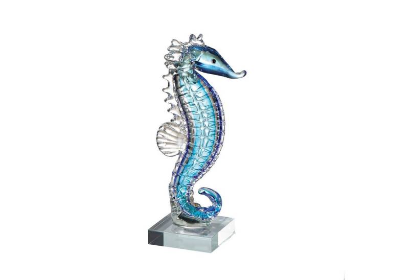 GILDE Skulptur SEEPFERDCHEN Skulptur - blau - Glas - H. 24cm x B. 8cm - Figur (1 Stück), Glasfigur Seepferd - Elegante Glasskulptur & Dekoskulptur von GILDE