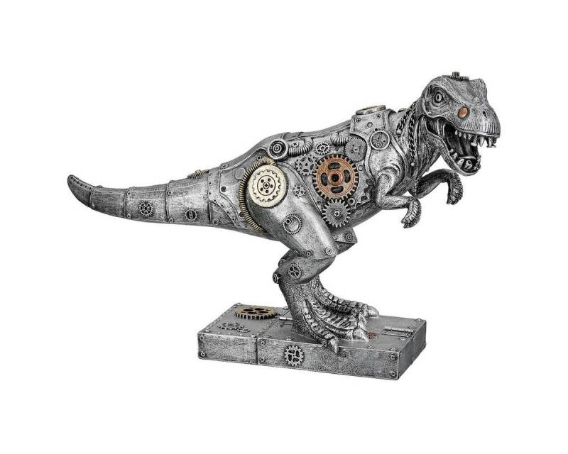 GILDE Skulptur Steampunk T Rex Skulptur Mechanosaurus Rex Silberfarben Dekofigur (1 St) von GILDE