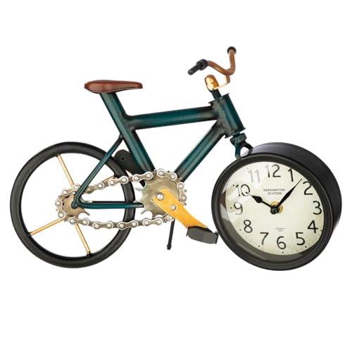 GILDE Stand-/Tischuhr aus Metall - Fahrradform - antikfinish - dunkelblau - Höhe 24cm x Breite 34cm - Dekouhr von GILDE