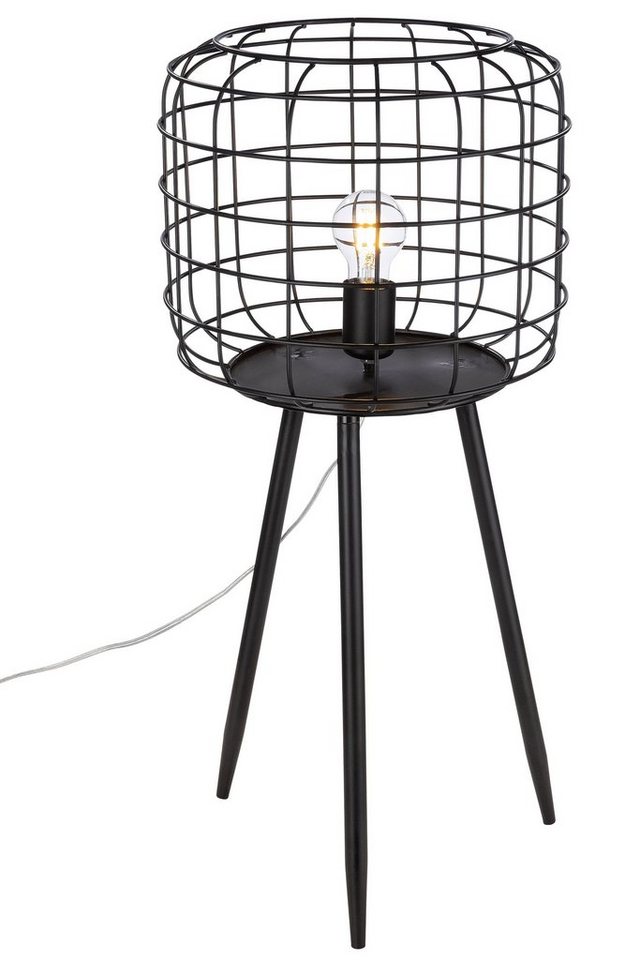 GILDE Stehlampe GILDE Bodenlampe Basket - schwarz - H. 70cm x D. 31,5cm von GILDE
