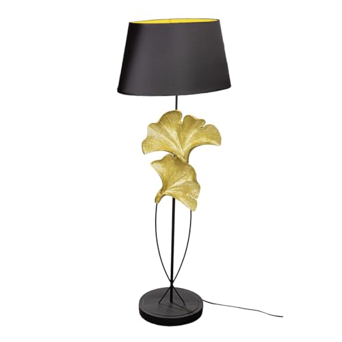 GILDE Stehleuchte Ginkgo - Kunstharz - matt schwarz - metallische Optik - Höhe 132cm x Breite 50cm - Stehlampe fürs Wohnzimmer von GILDE