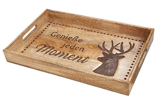 GILDE Tablett Holz Hirsch 43,5x28x5cm von GILDE