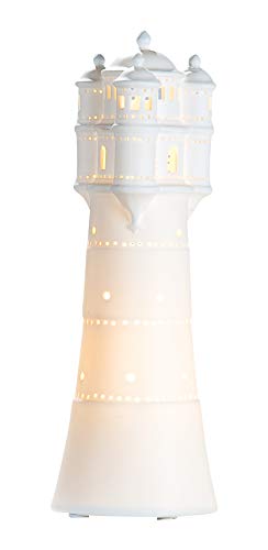 GILDE Deko Lampe Tischlampe Leuchtturm - aus Porzellan maritime Deko H 35 cm von GILDE