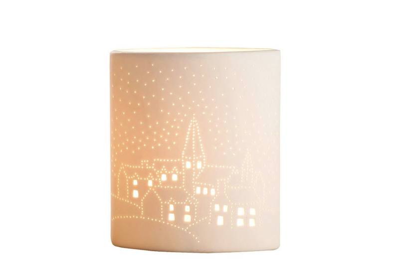 GILDE Tischleuchte GILDE Lampe Ellipse Kirche - weiß - H. 20cm x B. 10cm von GILDE