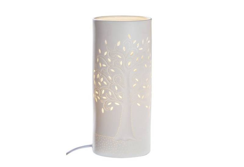 GILDE Tischleuchte Porzellan Lampe Zyl. Lebensbaum weiß 28cm von GILDE