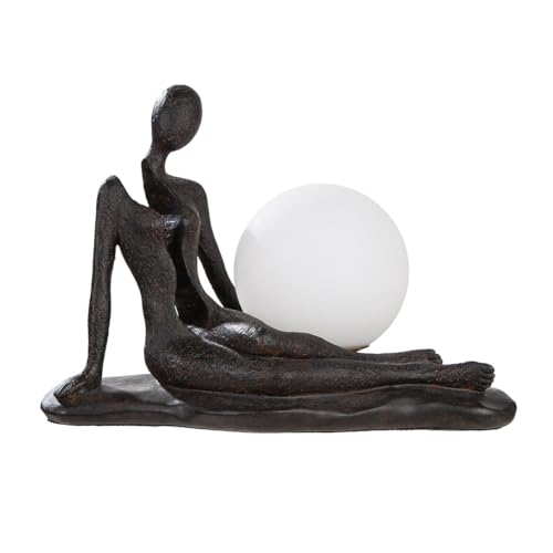 GILDE Tischleuchte Split - Kunstharz - anthrazitfarben - strukturierte Oberfläche - Frauenform - Höhe 23cm x Breite 32cm von GILDE
