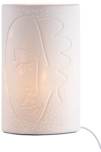 GILDE Tischleuchte Visione Porzellan weiß Gesichtsmotiv Höhe 28,5 cm Wohnzimmerlampe Dekoleuchte Nachttischlampe Beleuchtung GILDE Tischleuchte Visione Porzellan weiß Gesichtsmotiv Höhe 28,5 cm Wohnzimmerlampe Dekoleuchte Nachttischlampe Beleuchtung von GILDE