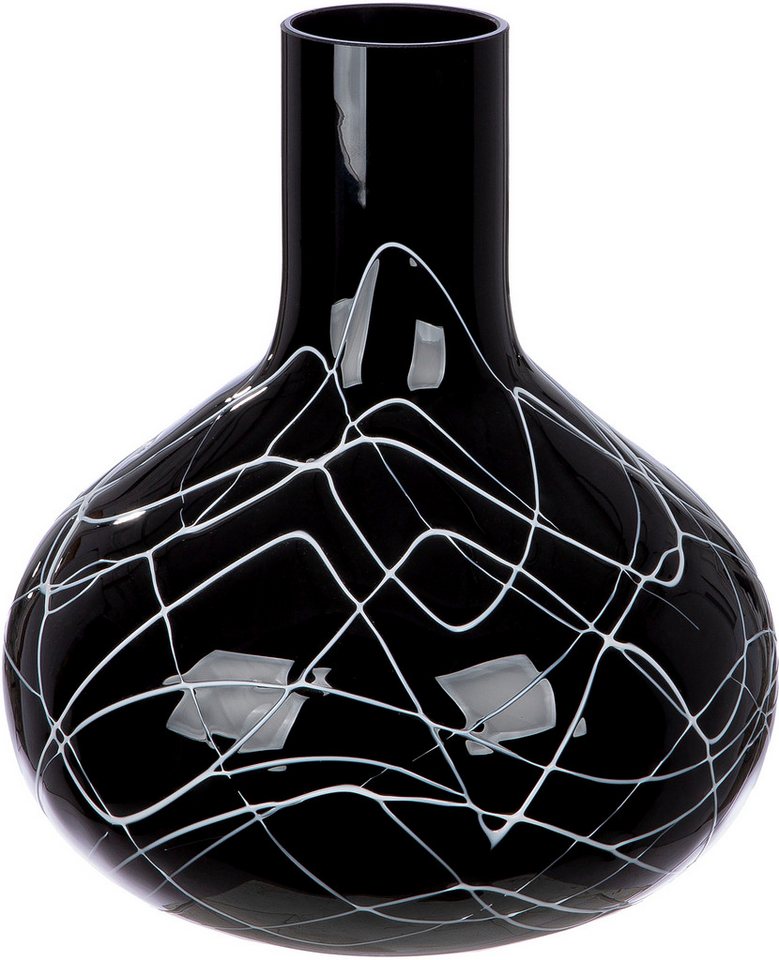 GILDE Tischvase Vase Uderzo mit Spinnenwebendekor, Höhe ca. 28 cm (1 St), Europäische Handarbeit, aus durchgefärbtem Glas von GILDE